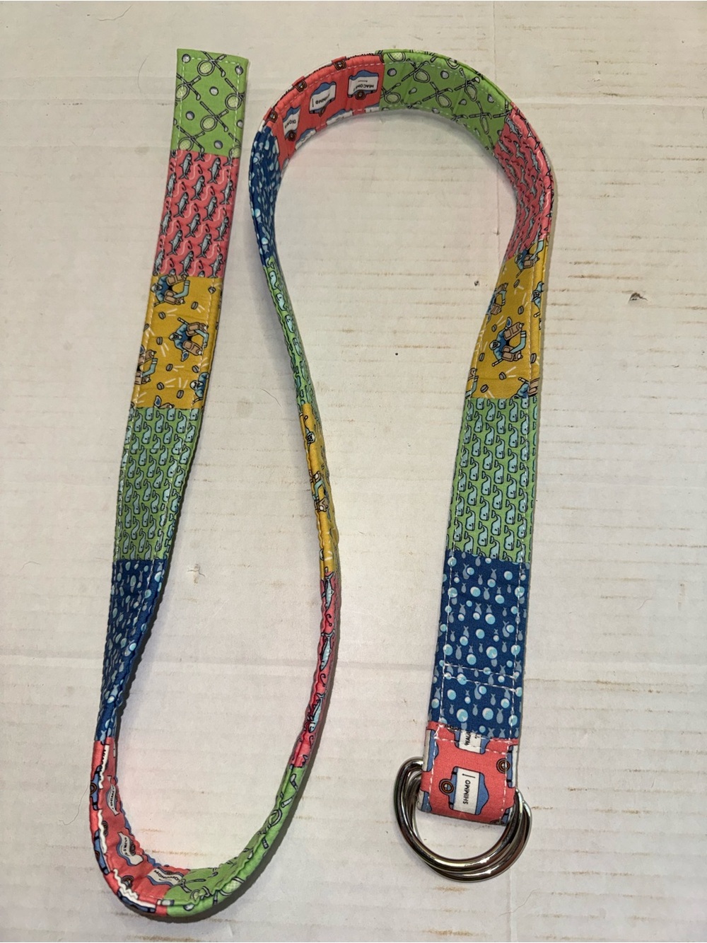 Vineyard Vines Patchwork Belt Multicolored Cotton D Rings XL Cape Cod Nautical - Picture 4 of 11